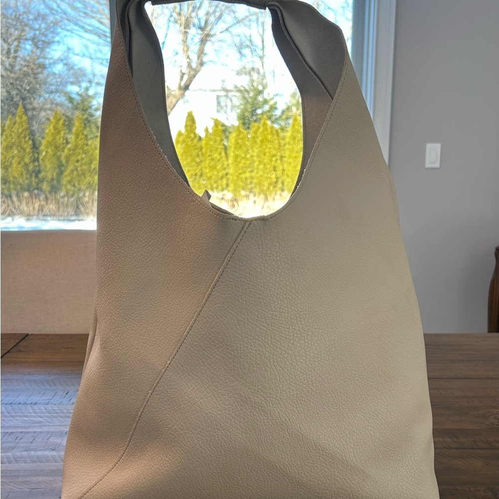 Banana Republic Vegan Leather Slouchy Tote in the Color Bone